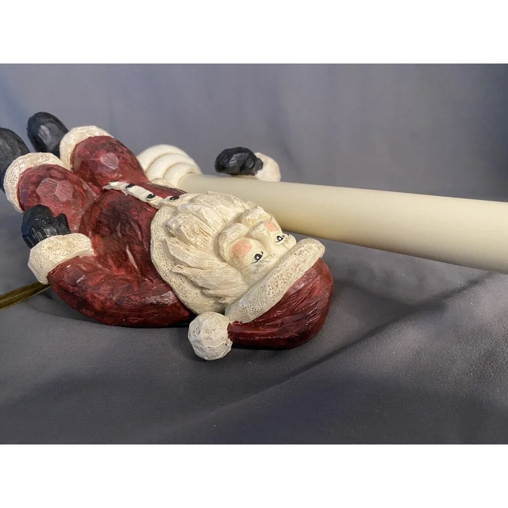 Santa Lamp Candle Light Shelf Sitting Figurine Christmas Old World Cresswell